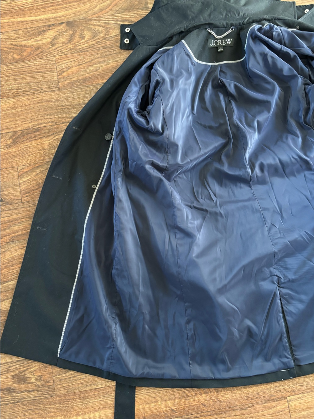 J.Crew Women's Icon Trench Coat Black Size 14 Hooded Water-Repellent BF456 FA24 - Picture 11 of 16